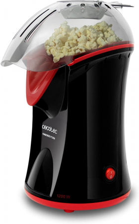Electrocasnice - Aparat de facut popcorn, CECOTEC 3040, 1200 W, fara ulei, tehnologie bazata pe aer cald, preparare in max. 2 min, dozator boabe inclus, negru rosu