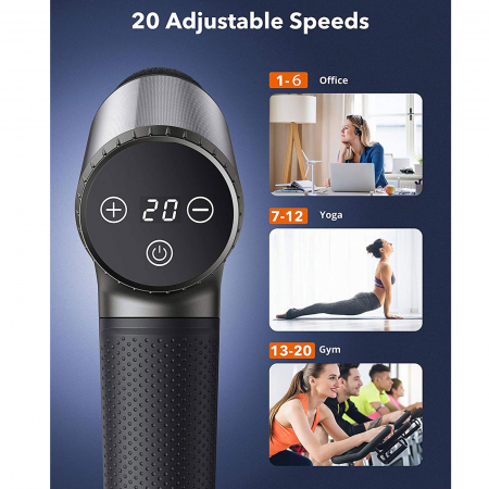 Aparat de masaj Gun TaoTronics TT-PCA004, 6 capete interschimbabile, 20 trepte de viteza [3]