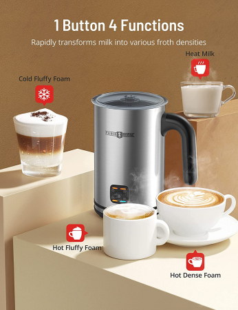 Aparat pentru spumarea laptelui din inox Paris Rhone PE-MF009, 300ml, 4 in 1,  interior antiaderent [3]