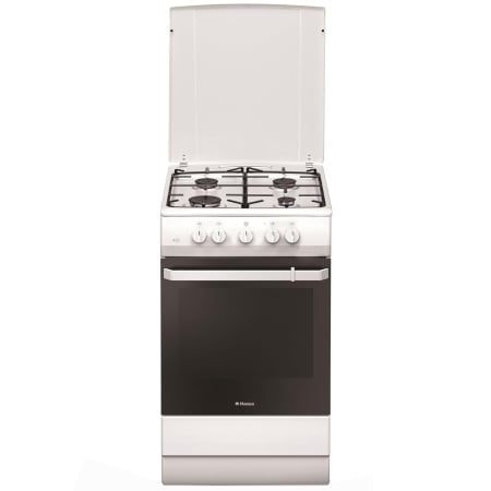 Electrocasnice Mari - Aragaz cu gaz Hansa FCGW510009, 50 cm, 4 arzatoare, 1 functie, siguranta, capac email, 56 L, clasa A, alb