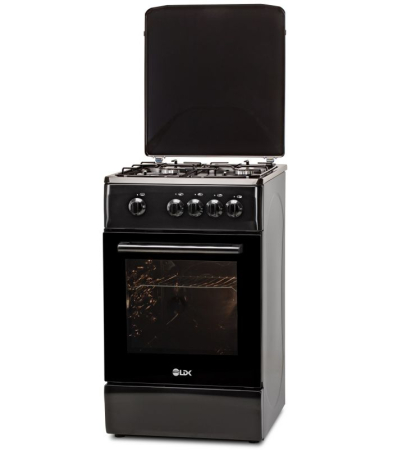 Aragaz LDK 5060 A Black RMV NG, 4 arzatoare, Aprindere electrica, Capac metalic, Siguranta, Negru [1]