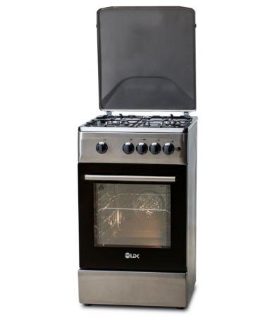 Aragaz LDK 5060 A Shiny Grey RMV, Gaz, 4 Arzatoare, Siguranta, Aprindere electrica, Capac metalic, 50 x 60 cm, Gri [1]