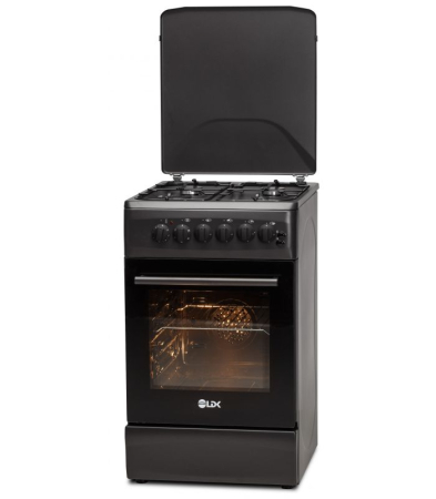 Electrocasnice Mari - Aragaz LDK 5060 ECAI MAT BLACK RMV, 4 Arzatoare, Siguranta, Cuptor electric, Aprindere, Iluminare, Capac metalic, Negru mat