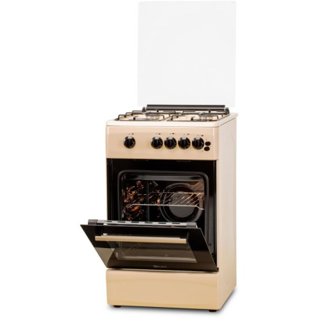Aragaz LDK 5060 GRAI Crem RMV, Gaz, 4 Arzatoare, Siguranta, Grill, Rotisor, Aprindere, Iluminare, Capac sticla, Crem [1]