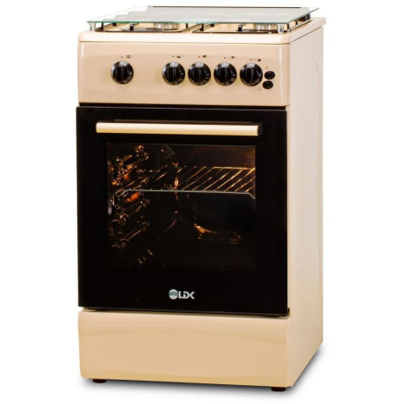 Aragaz LDK 5060 GRAI Crem RMV, Gaz, 4 Arzatoare, Siguranta, Grill, Rotisor, Aprindere, Iluminare, Capac sticla, Crem [2]
