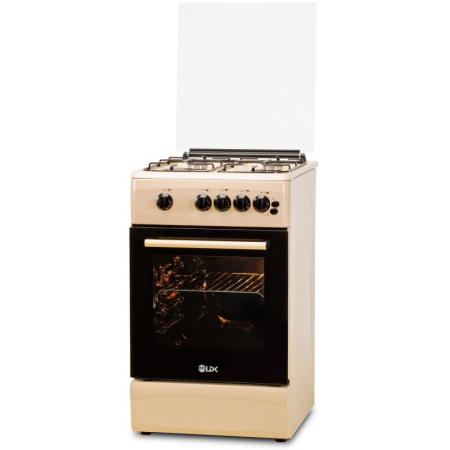 Electrocasnice Mari - Aragaz LDK 5060 GRAI Crem RMV, Gaz, 4 Arzatoare, Siguranta, Grill, Rotisor, Aprindere, Iluminare, Capac sticla, Crem