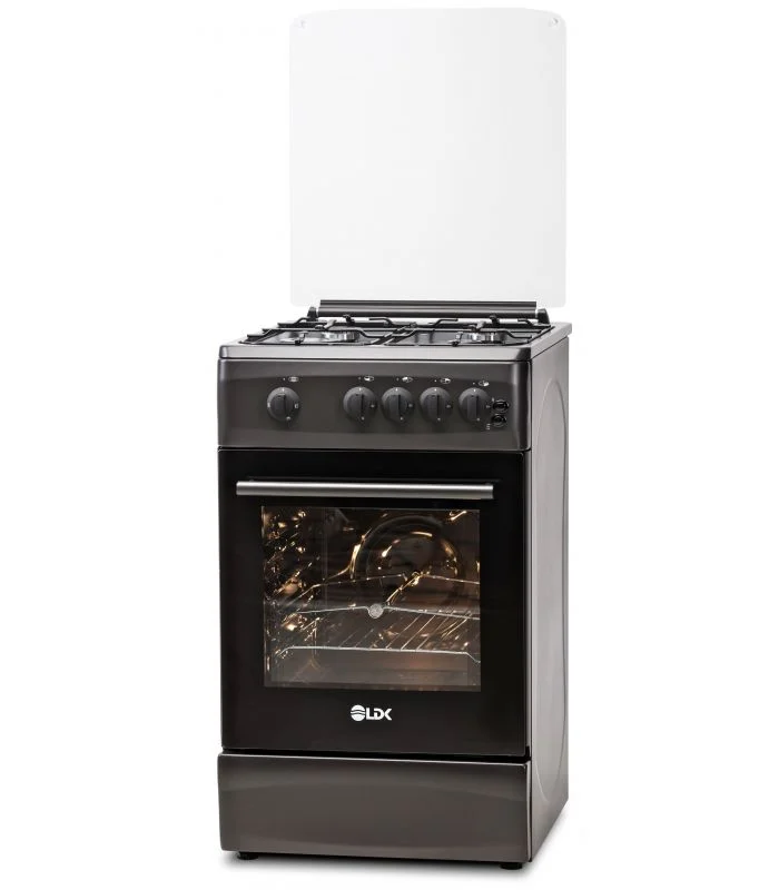 Electrocasnice Mari - Aragaz LDK 5060 GRAI MAT BLACK RMV, 4 Arzatoare, Siguranta, Grill, Rotisor, Aprindere, Iluminare, Capac sticla, 50 x 60 cm, Negru