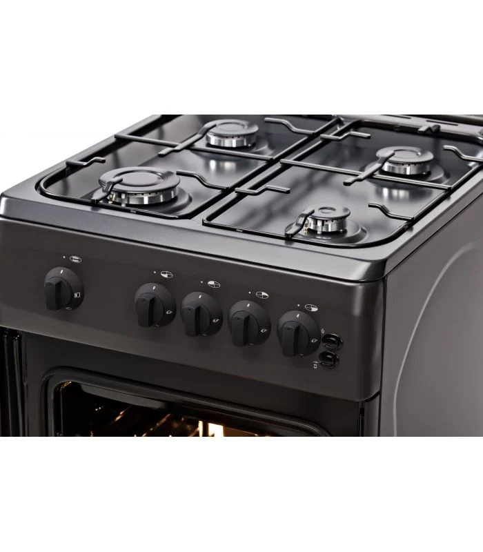 Aragaz LDK 5060 GRAI MAT BLACK RMV, 4 Arzatoare, Siguranta, Grill, Rotisor, Aprindere, Iluminare, Capac sticla, 50 x 60 cm, Negru [3]