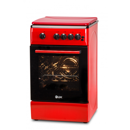 Aragaz LDK 5060 GRAI Red RMV, 4 Arzatoare, Siguranta, Grill, Rotisor, Aprindere, Iluminare, Capac sticla, 50 x 60 cm, Rosu [2]