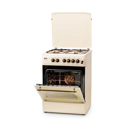 Electrocasnice Mari - Aragaz LDK 6060 Ecai Beige Rustic NG, Siguranta, cuptor electric cu convectie, aprindere, iluminare, capac metalic, bej