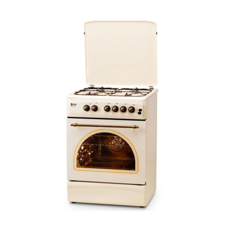 Aragaz LDK 6060 Ecai Beige Rustic NG, Siguranta, cuptor electric cu convectie, aprindere, iluminare, capac metalic, bej [2]