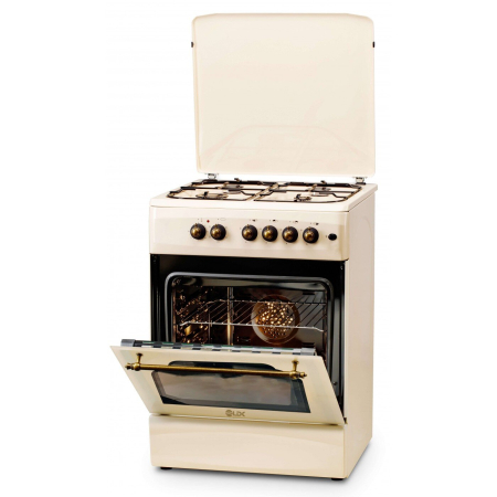 Electrocasnice Mari - Aragaz LDK 6060 ECAI BEIGE RUSTIC, Siguranta, Cuptor electric cu convectie, Aprindere, Iluminare, Capac metalic, 60 x 60 cm, Bej