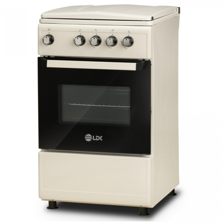 Aragaz LDK TK5060 Cream NG, Gaz, 4 Arzatoare, Siguranta, Capac metalic, 50 x 60 cm, Crem [1]