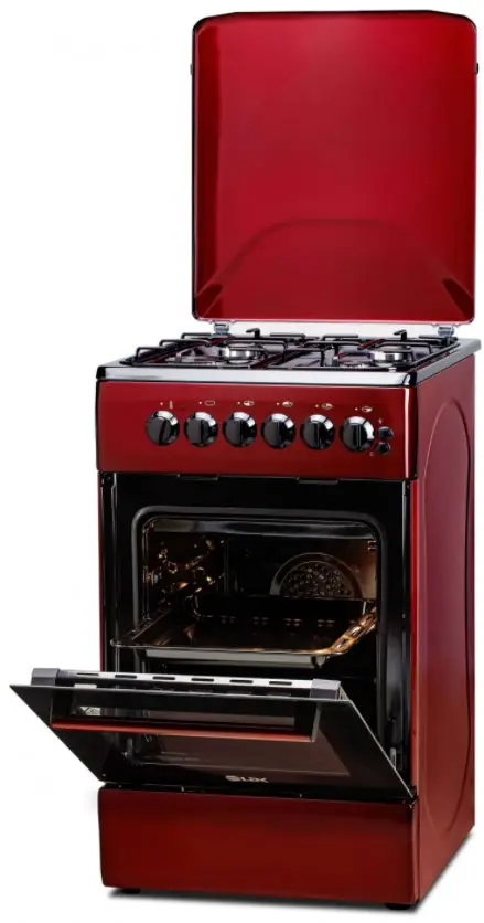 Electrocasnice Mari - Aragaz mixt LDK 5060 ECAI BORDO RMV NG, Gaz, 4 Arzatoare, Aprindere electrica, Cuptor electric, 46 L, 60 cm, Bordo