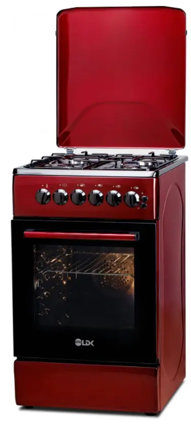 Aragaz mixt LDK 5060 ECAI BORDO RMV NG, Gaz, 4 Arzatoare, Aprindere electrica, Cuptor electric, 46 L, 60 cm, Bordo [1]