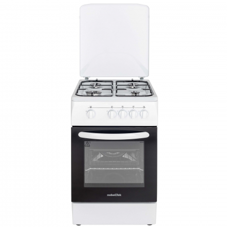 Electrocasnice - Aragaz NobelTek NLT 5601A/G1, Gaz, 4 arzatoare, Dispozitiv siguranta plita si cuptor, 50 x 60 cm, Alb