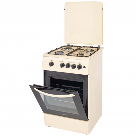 Aragaz NobelTek NLT 5602B/G1, Gaz, 4 arzatoare, Dispozitiv siguranta plita si cuptor, Aprindere electrica, 50 x 60 cm, Bej [2]