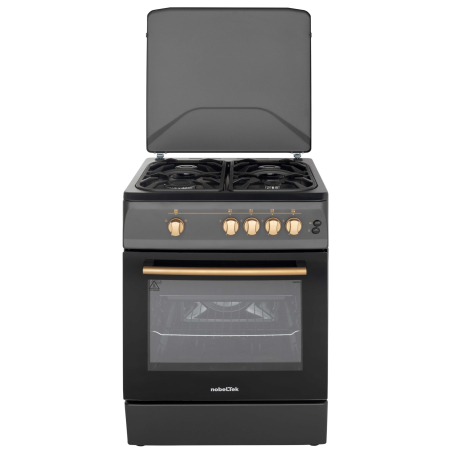 Casa si Gospodarie - Aragaz NobelTek NLT 6603NM/FG1, Gaz, Grill, Aprindere electrica, Iluminare cuptor, 60 x 60 cm, Negru Mat
