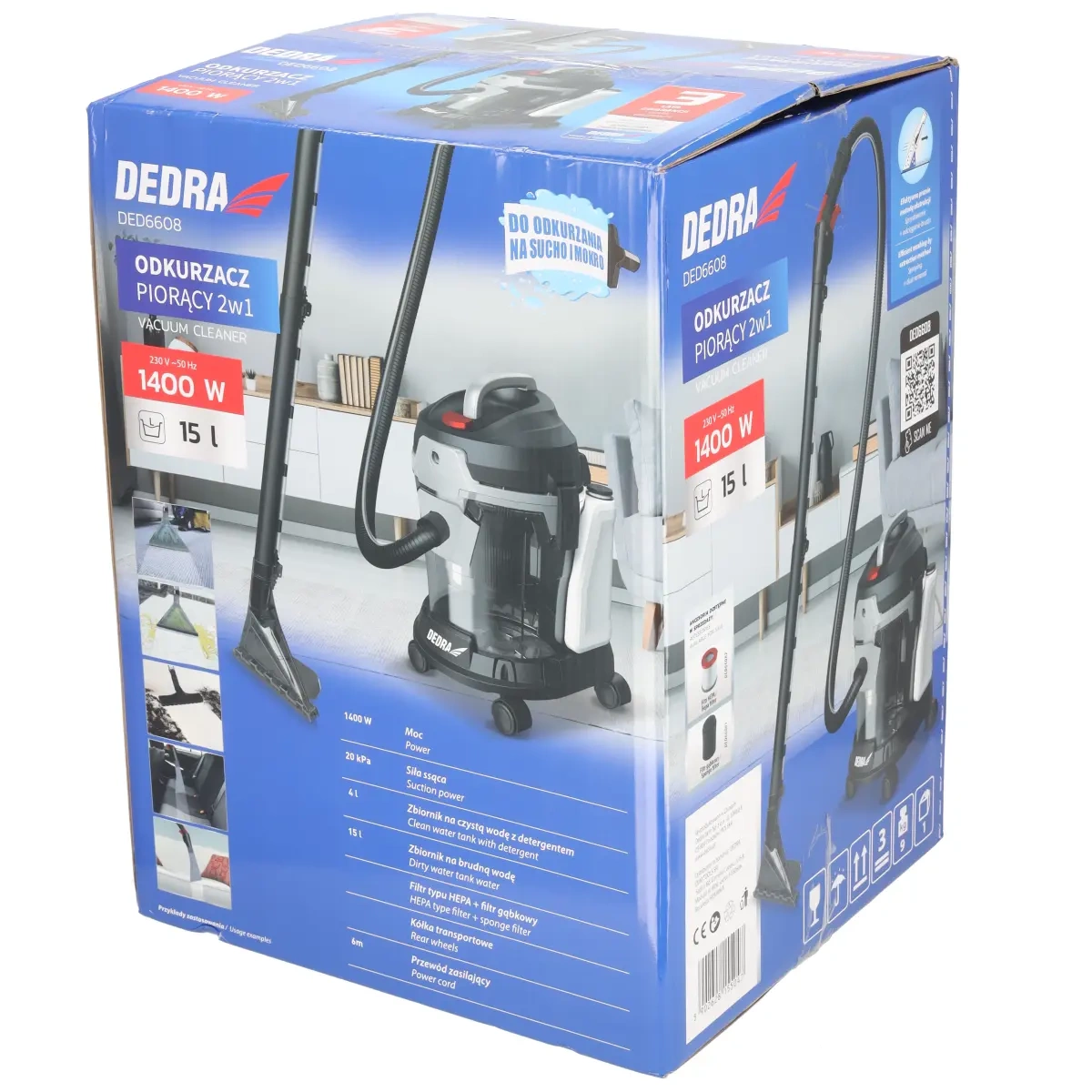 Aspirator cu spalare 2 în 1, funcționare umeda si uscata, putere 1400 W, DEDRA DED6608 [10]