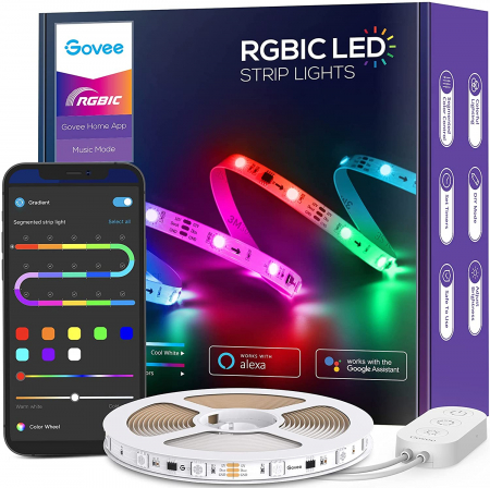 Benzi LED - Banda LED Govee H6143 RGBIC, Sincronizare Muzica, Wifi si Bluetooth 5m, Alexa, Google Asistant