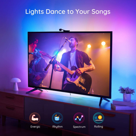 Banda LED Govee TV Backlight T1 Wi-Fi RGBIC, Camera ColorSense 1080p HD [3]