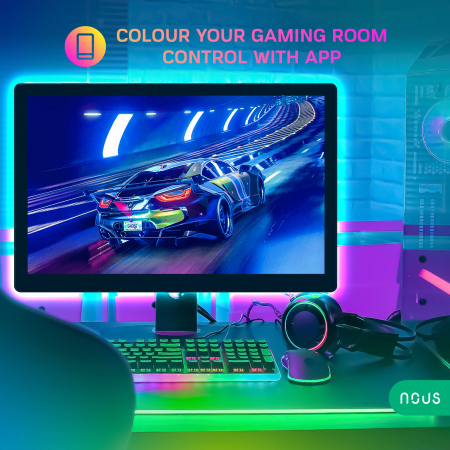 Banda LED TV RGB Nous F7, Smart, USB, 2m, LED 5050, Bluetooth [1]