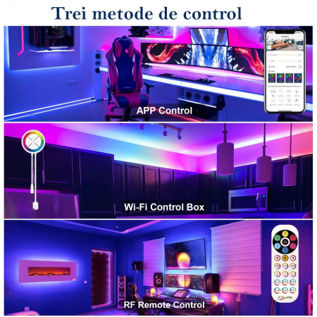 Banda LED Ustellar 12M RGBIC, Sincronizare Muzica, Smart, Wifi, Telecomanda, Alexa, Google Assistant [2]