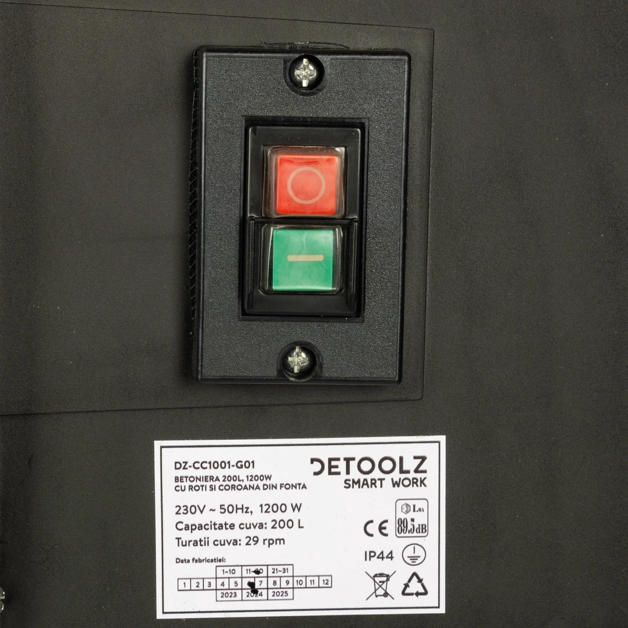 Betoniera Detoolz 200 l, 1200 W, coroana fonta, cu roti DZ-CC1001-G01 [5]