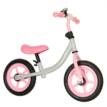 Timp liber - Bicicleta fara pedale pentru copii 80x40x57 cm, reglabila, roti din spuma, 1.8 kg, gri roz