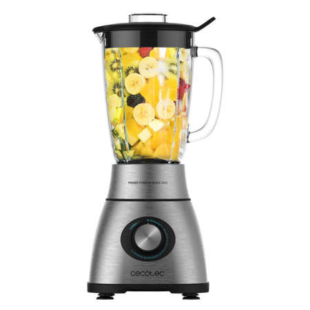 Electrocasnice - Blender Cecotec Power Black Titanium 1800, 1800 W, Zdrobire gheata, Bol sticla, Filtru pentru sucuri, 22000-rpm