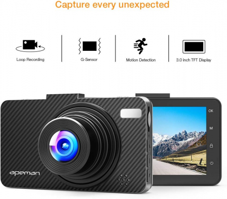 Camera auto DVR Apeman C450, Full HD, Unghi 170 grade, G-Sensor, Mod parcare, Filmare in bucla [4]