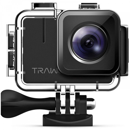 Camere Video Sport - Camera video sport Apeman A100 TRAWO, 4K 50fps, Wi-Fi, Stabilizator imagine, waterproof 40m, 2-inch, 2 Acumulatori