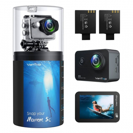 Camere Video Sport - Camera video sport VanTop Moment 5C, 4K 60fps, Senzor Sony IMX078,  Wi-Fi, Stabilizator imagine, Touch Screen, 2 Acumulatori