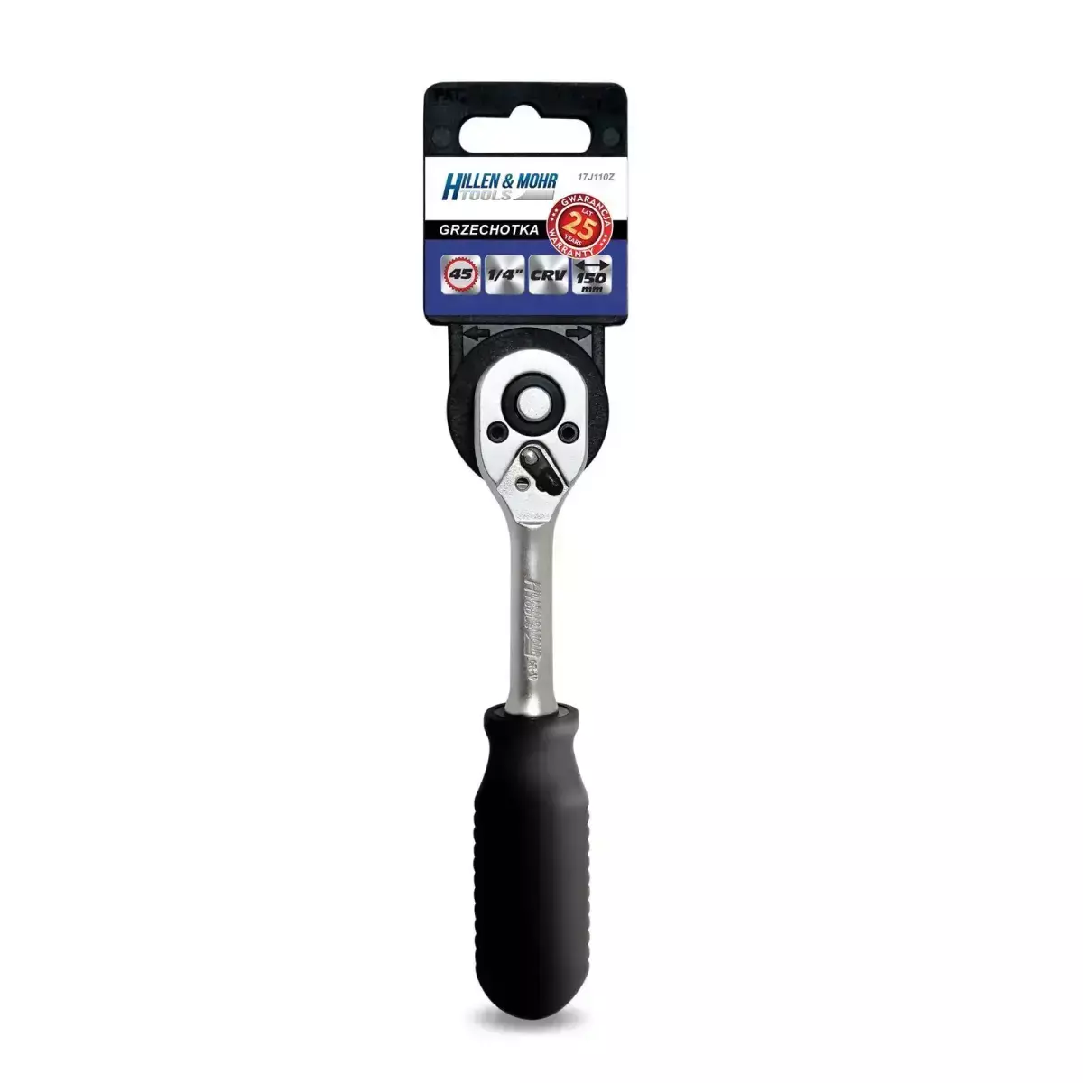 Scule de mana - Cheie cu clichet 1/4", 45T, CRV 6140, dreapta, Hillen&Mohr 17J110Z
