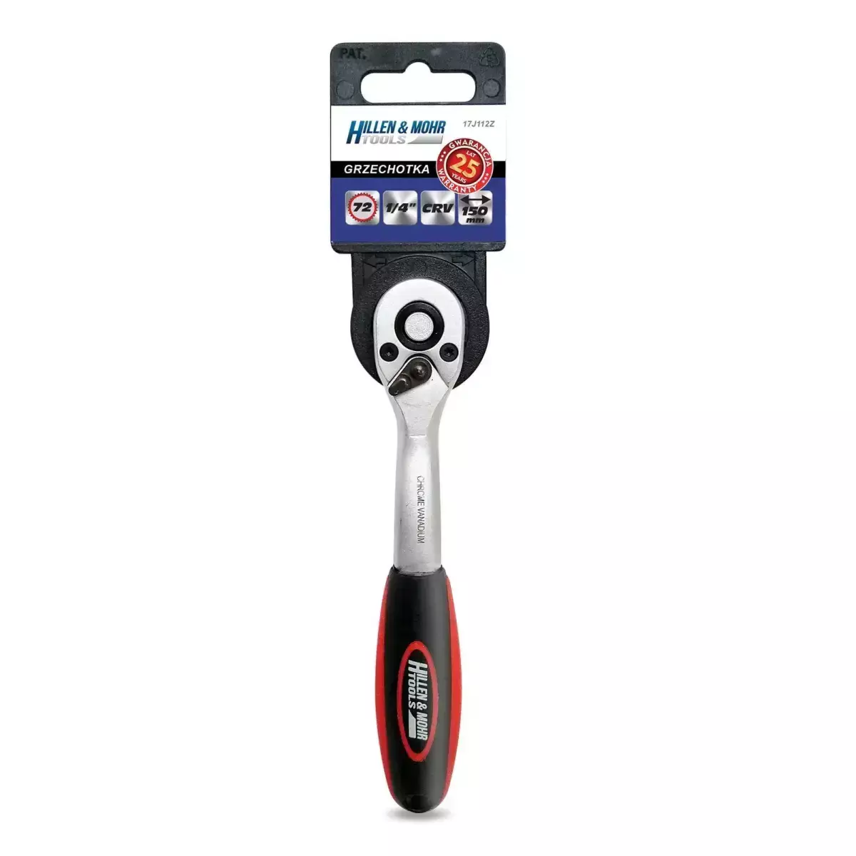 Scule de mana - Cheie cu clichet 1/4", 72T, CRV 6140, îndoita, Hillen&Mohr 17J112Z
