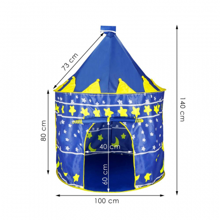 Cort Castel de joaca pentru copii, pliabil, 100x140 cm, albastru [18]