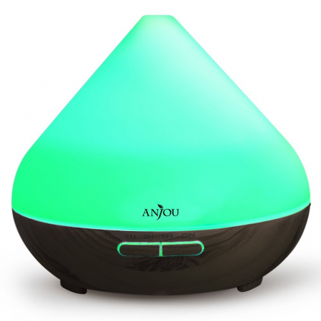 Aromaterapie si Beauty - Difuzor aroma cu Ultrasunete Anjou AJ-AD001, 300ml, 13W, LED 7 culori, oprire automata