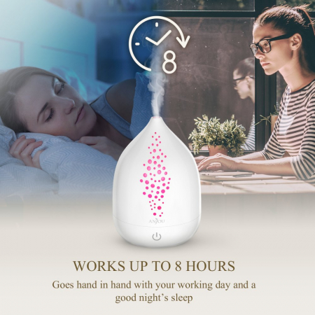 Difuzor aroma cu Ultrasunete Anjou AJ-AD006, 200ml, 13W, LED 7 culori, oprire automata - Alb [2]