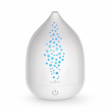Aromaterapie si Beauty - Difuzor aroma cu Ultrasunete Anjou AJ-AD006, 200ml, 13W, LED 7 culori, oprire automata - Alb
