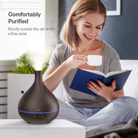 Difuzor aroma cu Ultrasunete Anjou AJ-AD012, 500ml, LED, oprire automata - Wenge [3]
