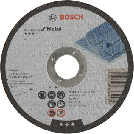 Discuri, lame, panze - Disc debitat metal Standard Bosch 125x22.23x2.5 mm, 2608603166