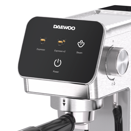 Espressor Manual Daewoo DCME1350, 1350 W, pompa ULKA 20 Bari, rezervor apa 1.2L, sistem precis de control al temperaturii PID, Argintiu [2]
