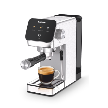Electrocasnice Mici - Espressor Manual Daewoo DCME1350, 1350 W, pompa ULKA 20 Bari, rezervor apa 1.2L, sistem precis de control al temperaturii PID, Argintiu