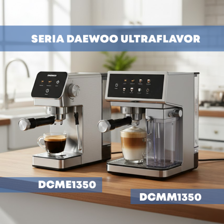 Espressor Manual Daewoo DCMM1350, 1350 W, pompa ULKA 20 Bari, rezervor apa 1.6L, recipient lapte 500 ml detasabil, Argintiu [5]