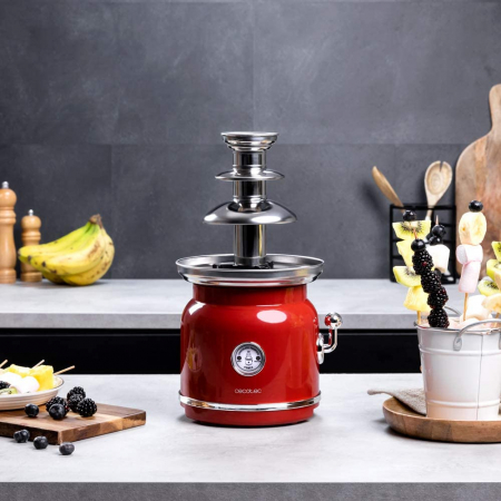 Fantana de ciocolata, Cecotec Fun Chocolicious, 90W, design retro,3 niveluri, Capacitate 700ml, Inox [1]
