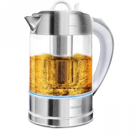Electrocasnice - Fierbator cu filtru de ceai  2 in 1 Cecotec ThermoSense 370 Clear, 2200 W, 1.7L, Inox, oprire automata