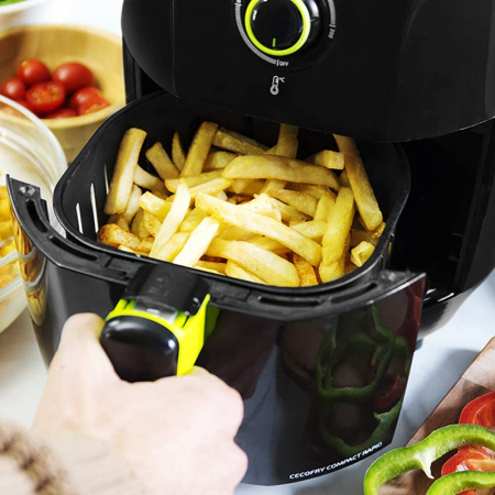 Friteuza cu aer cald, fara ulei, Cecotec Cecofry Compact Rapid Black, 900 W, 1.5 L, timer si termostat reglabil, tehnologie PerfectCook - Negru - Resigilat [3]