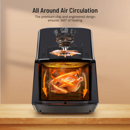 Friteuza cu aer cald, fara ulei TaoTronics TT-AF011 Air Fryer, 1200W, 5L, Geam transparent, Control tactil, 8 Programe Presetate [2]