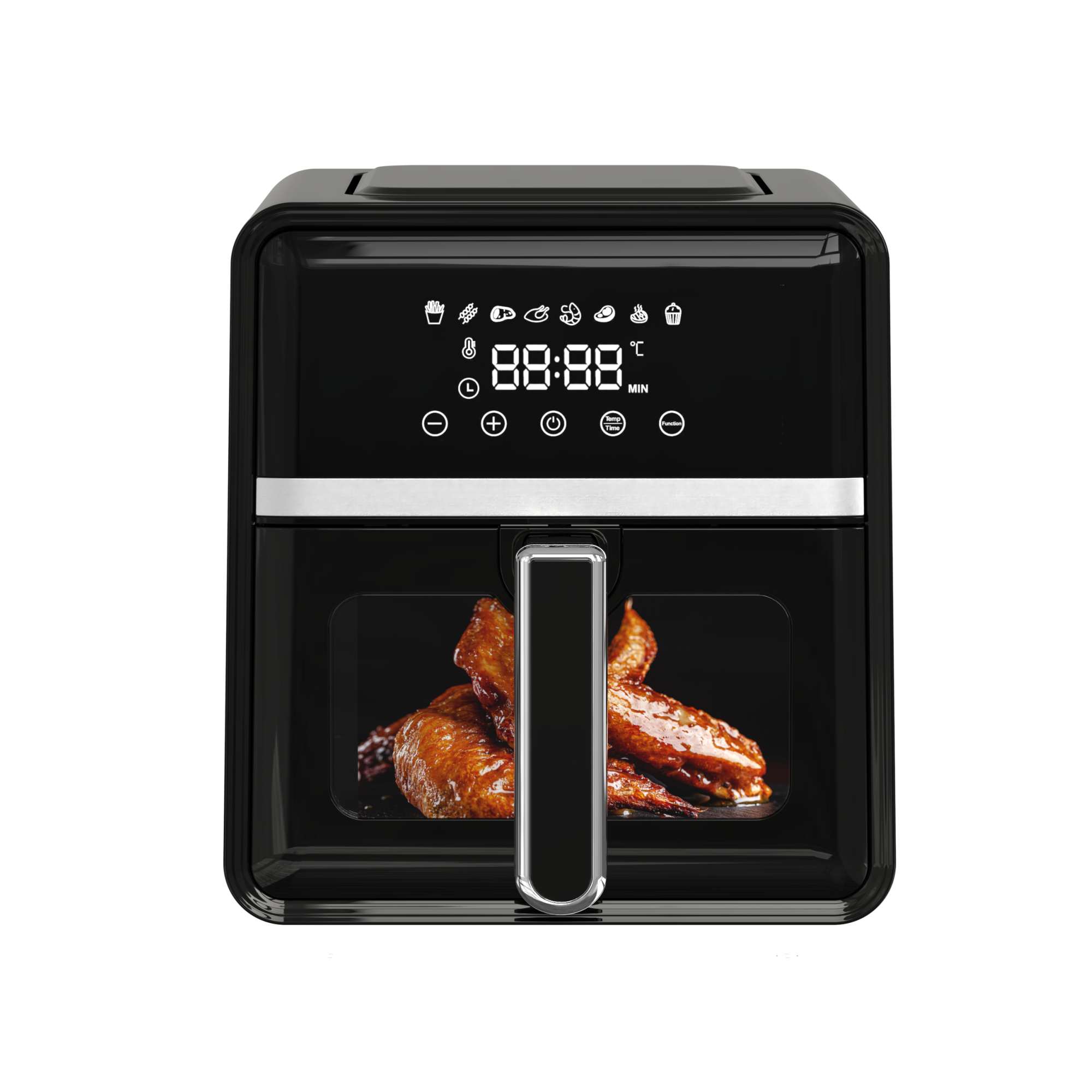 Electrocasnice Mici - Friteuza cu aer cald NobeLTek, 1400 W, display LCD, capacitate 5 L, timer, 8 programe predefinite, temperatura reglabila 80-200 grade, cos cu maner, Negru