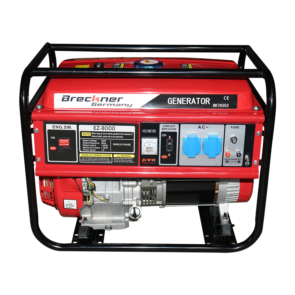 Generatoare - Generator electric pe benzina 220V, 7.5KW, 50Hz, 17CP, pornire manuala, Breckner Germany BK78352